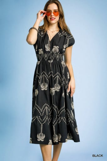 Tropical Breeze Embroidered Midi Dress