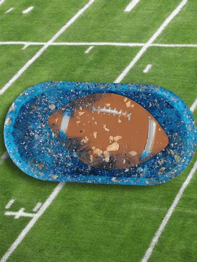 Blue football resin trinket tray