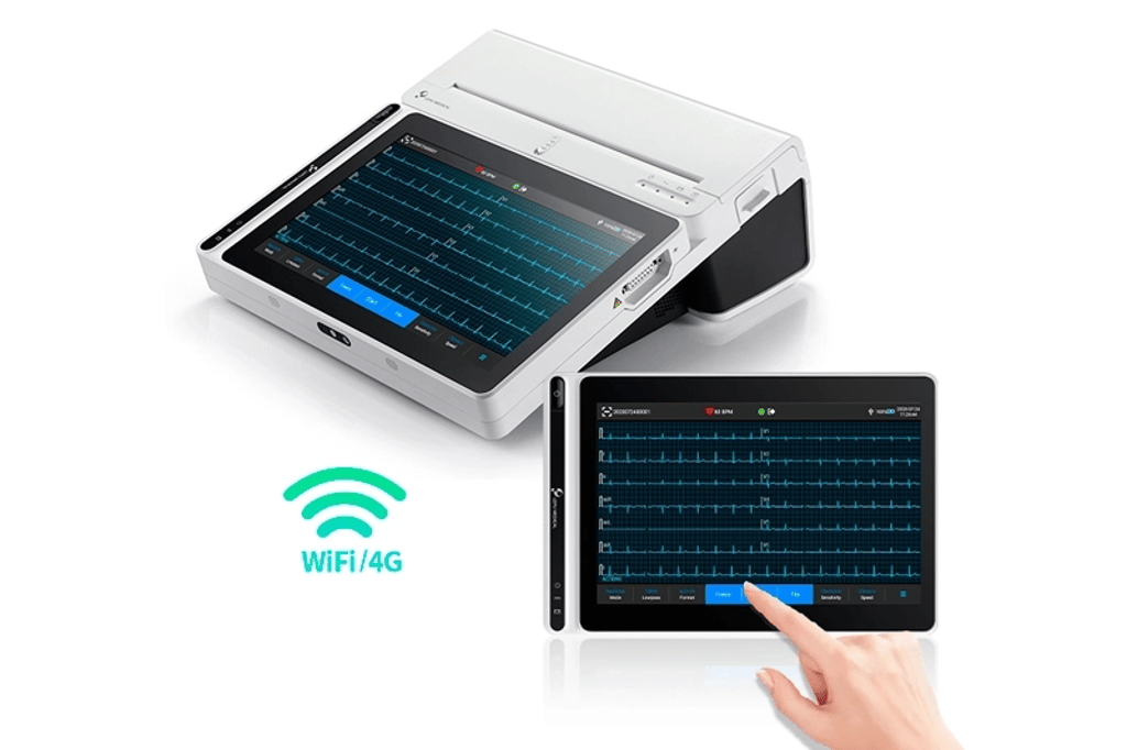Grade 18 Leads Smart Portable ECG Monitor T180 with Printer AI Analysis Diagnosis Tablet Touch Screen