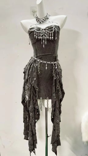Original heavy industry handmade pure black skull Abi tide dress