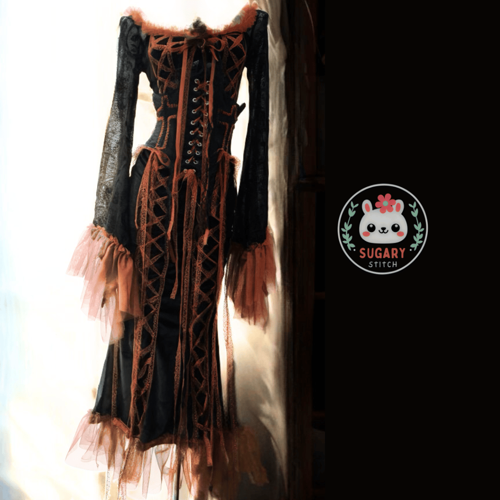 Black and red lace and tulle dramatic maxi dress