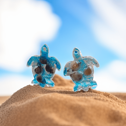 Ocean 🪸 🌊 Inspired Resin Turtle 🐢 earrings with seashells