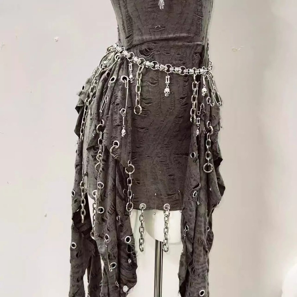 Original heavy industry handmade pure black skull Abi tide dress