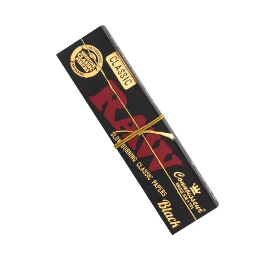 RAW Black Classic King Size Slim Connoisseur Rolling Papers + Tips - 24 Packs