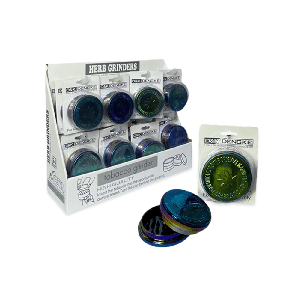 D&K Leaf Design Shiny Plastic Grinders - 24 Pack
