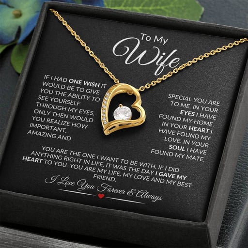 To My Wife Forever Love Heart Shaped Necklace