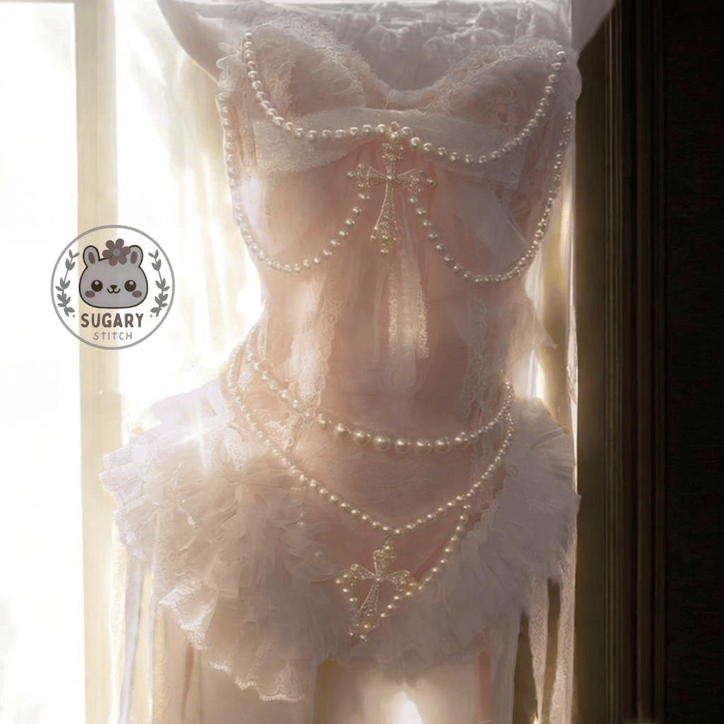 Dreamy handmade garter lingerie teddy bodysuit