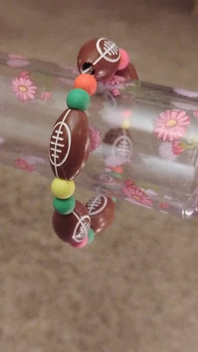 Football beaded bracelet w/ pony beads