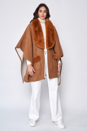 Faux Fur Collar Kimono